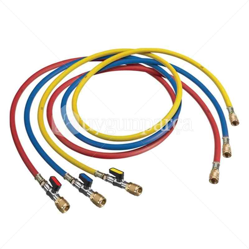 dc53ca41c2254b779a149c0a986fd0b7 GAZ ŞARJ HORTUMU 90CM VANALI 3LÜ TAKIM R410A E0000975 - Görsel 1